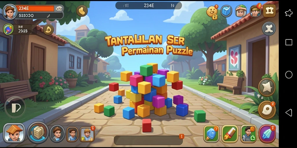 Tampilan gameplay seru dan menantang di 234E dengan berbagai puzzle.