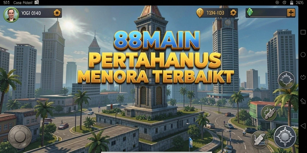 Tampilan permainan 88MAIN dengan berbagai menara dan musuh yang menyerang.