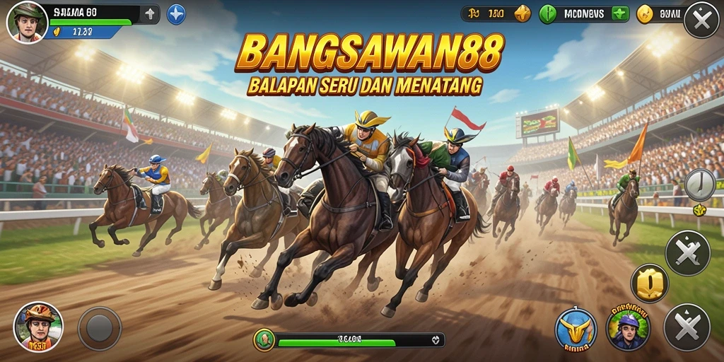 Tampilan menarik dari gameplay BANGSAWAN88 di trek balap yang seru.