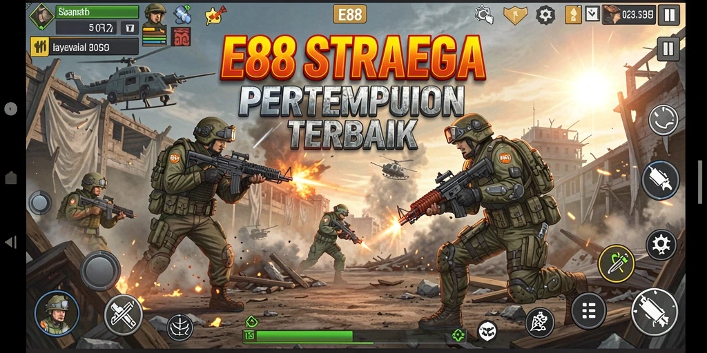 Tampilan screenshot E88 dengan aksi pertempuran yang intens.