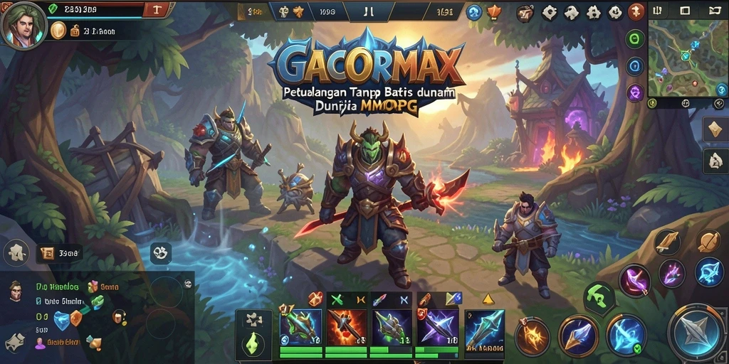 Screenshot gameplay utama GACORMAX menampilkan petualangan seru dalam MMORPG.
