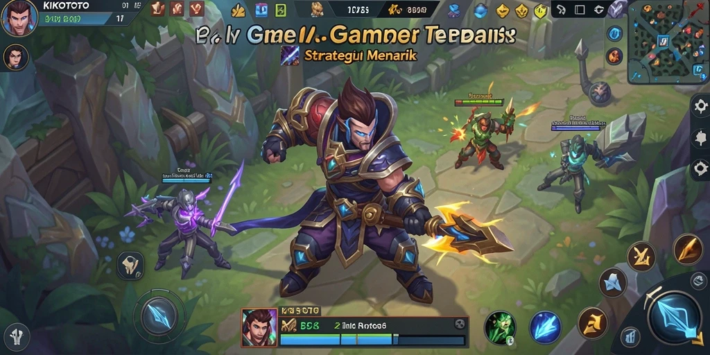 Screenshot gameplay KIKOTOTO menampilkan aksi pertempuran MOBA yang mendebarkan.