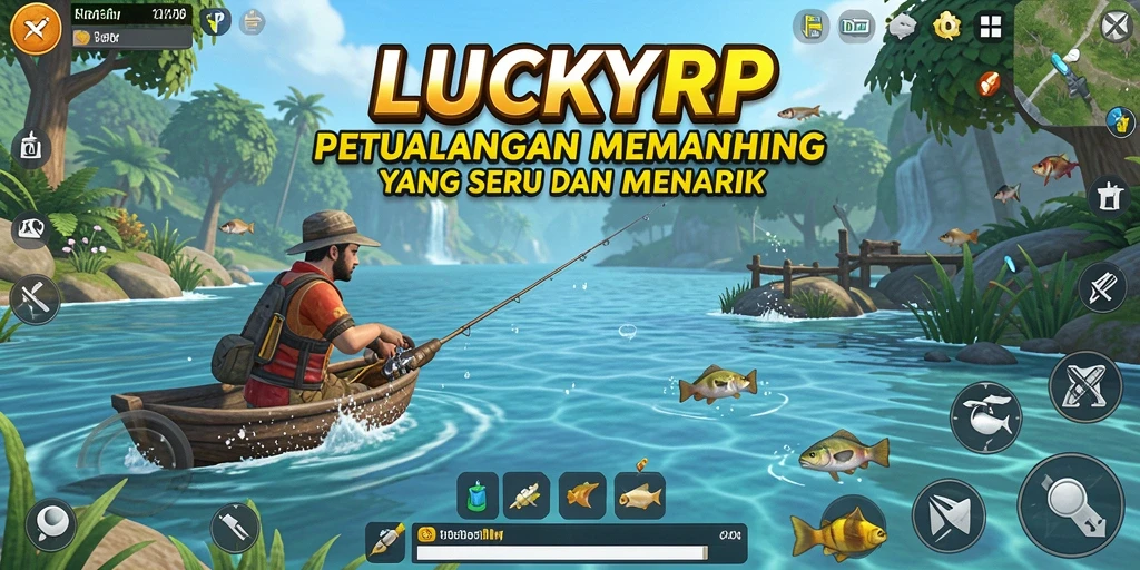Gameplay menarik LUCKYRP saat menangkap ikan di laut.