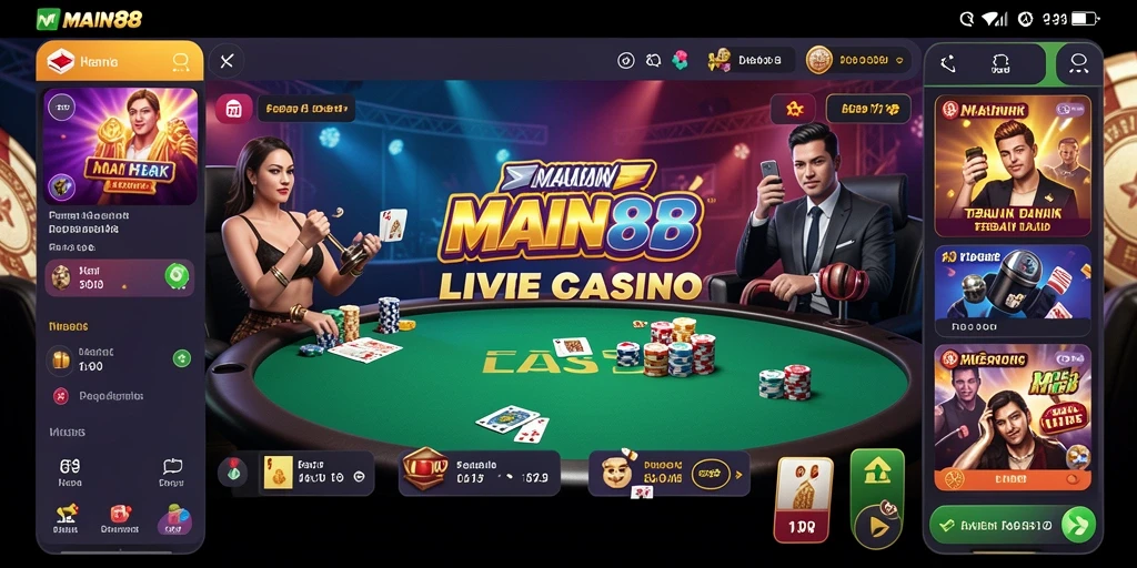 Tampilan gameplay Live Casino yang mendebarkan di MAIN88