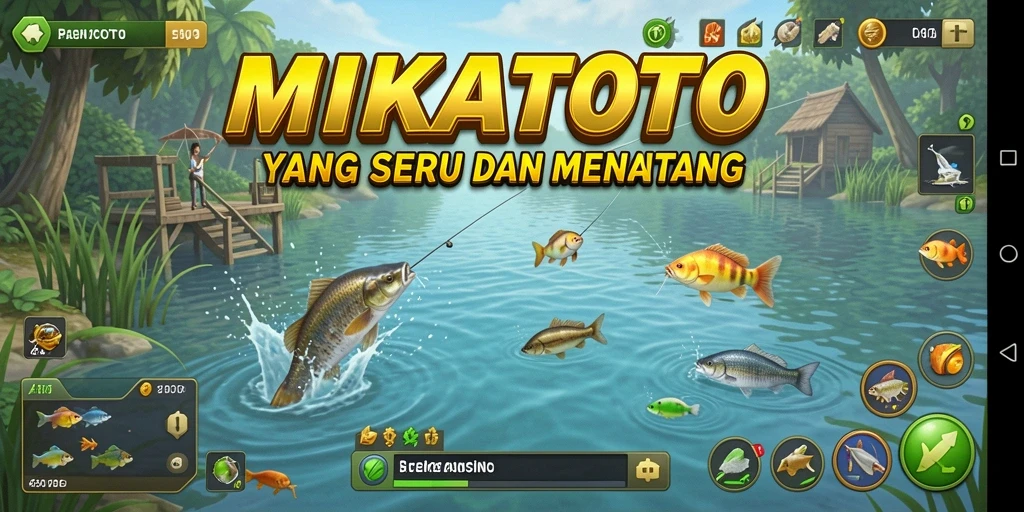 Tampilan gameplay MIKATOTO yang mendebarkan saat memancing.