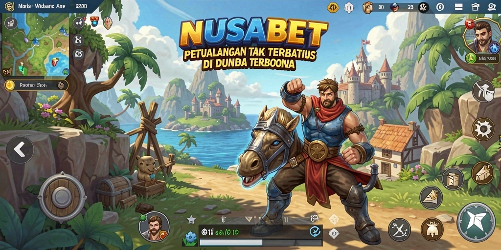 Screenshot gameplay NUSABET menampilkan pemandangan dunia terbuka yang indah.