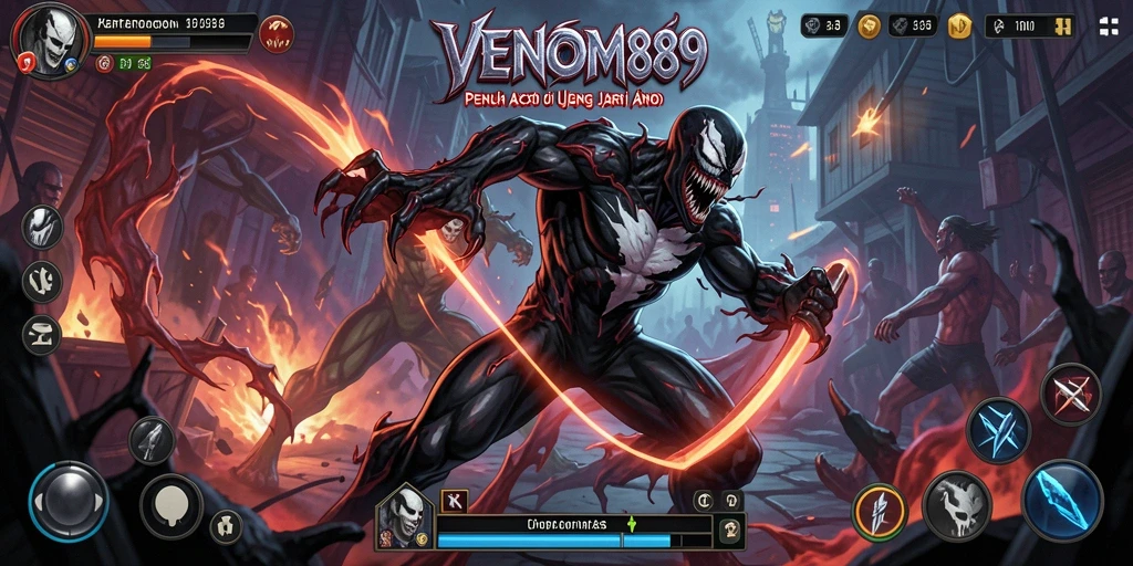 Tampilan gameplay seru dan pertarungan mendebarkan di VENOM889.