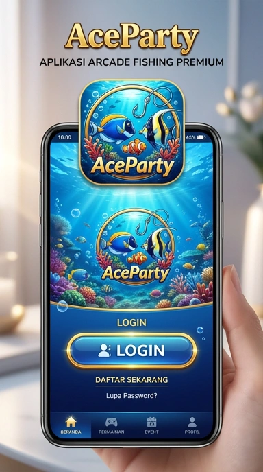 Screenshot interface utama aceparty yang menunjukkan berbagai kategori aplikasi.